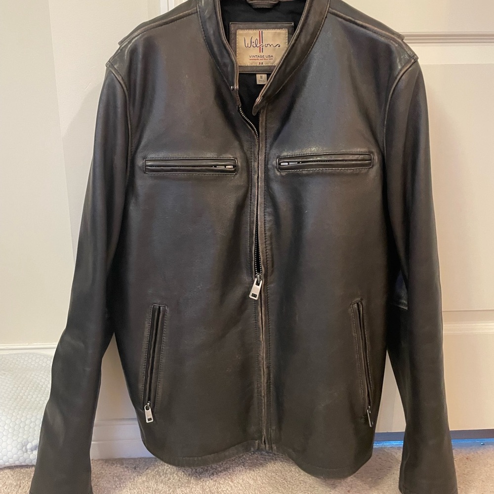 Wilson’s leather jacket in dark brown, hardly worn